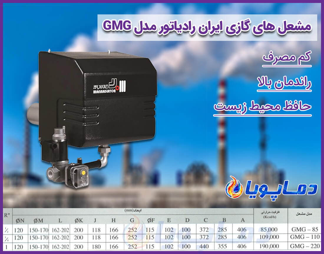 کاتالوگ مشعل گازی ایران رادیاتور مدل GMG110
